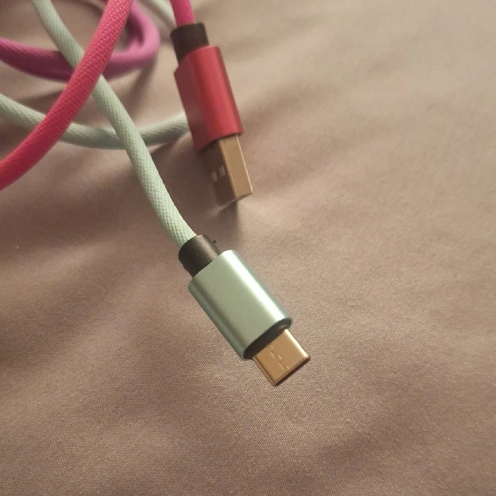 Cell Phone Charger Cord Pink and Green USB Cable - C